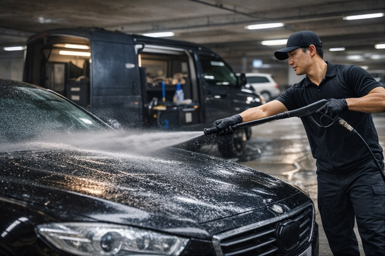 외부 세차 작업 이미지